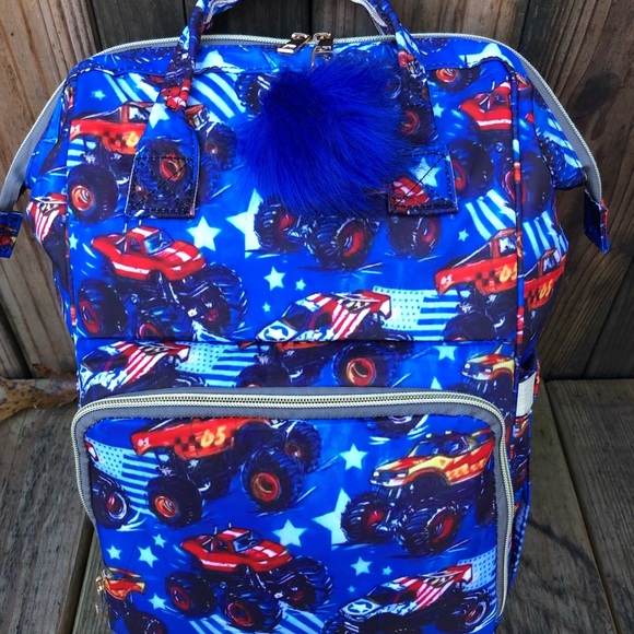 New Monster Truck Off-Road Vehicles Boy Diaper Bag Backpack w